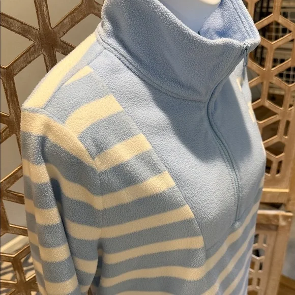 Talbots HALF-ZIP MICROFLEECE TOP - HARBOR STRIPE Size Medium - Picture 6 of 10
